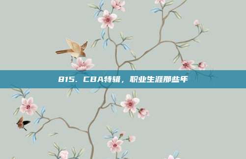 815. CBA特辑，职业生涯那些年